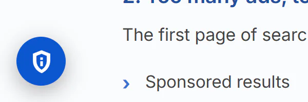 The round shield button at the bottom left of a page, which reopens the privacy choices